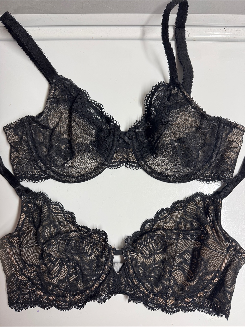 Black Lace and Mesh Underwire Bra Set Bundle - Elegant Women's Intimates